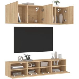 vidaXL 5-delige Tv-wandmeubelset bewerkt hout sonoma eikenkleurig