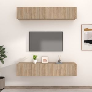 VidaXL TV-meubelen 4 st 80x30x30 cm - Bewerkt Hout - Sonoma Eikenkleurig