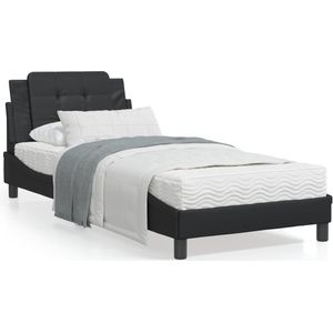 vidaXL Bed met matras kunstleer zwart 90x190 cm