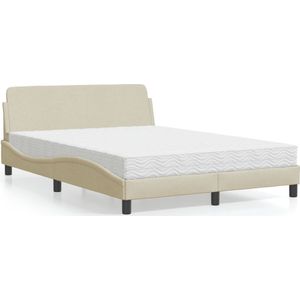 vidaXL Bed met matras stof crèmekleurig 120x200 cm
