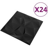 VidaXL-24-st-Wandpanelen-3D-6-m²-50x50-cm-diamantzwart