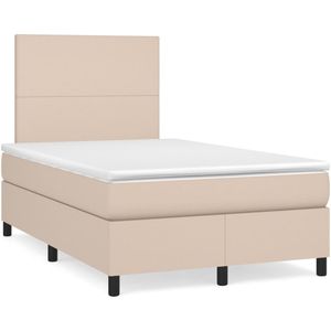 vidaXL Boxspring met matras en LED kunstleer cappuccinokleur 120x190cm