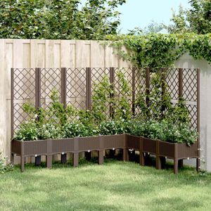 vidaXL Plantenbak met latwerk 200x160x142 cm polypropeen bruin