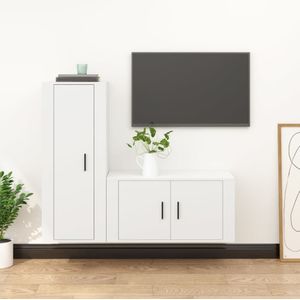 vidaXL 2-delige Tv-meubelset bewerkt hout wit