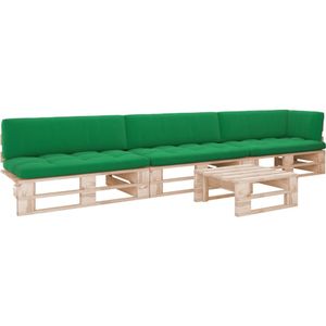 vidaXL 4-delige Loungeset pallet met kussens geïmpregneerd grenenhout