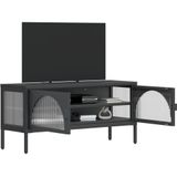 VidaXL TV-meubel 105x35x50 cm Glas en Staal Zwart