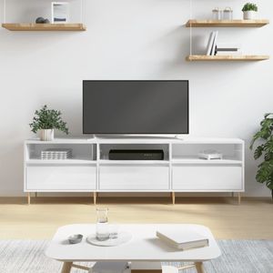 VidaXL TV-meubel 150x30x44,5 cm - Bewerkt Hout - Hoogglans Wit