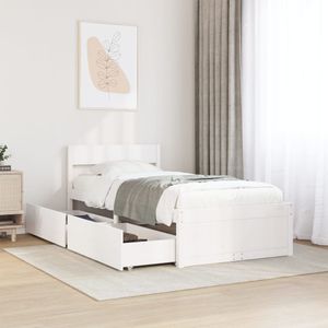 vidaXL Bedframe zonder matras massief grenenhout wit 90x200 cm