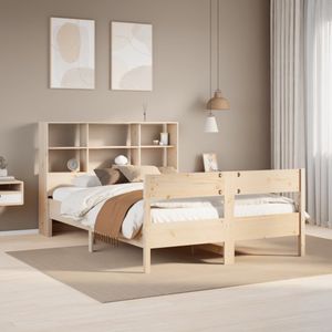 vidaXL - Bed - met - boekenkast - zonder - matras - massief - grenenhoutx200 - cm