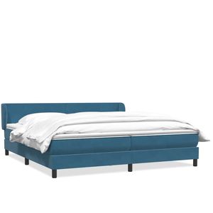 vidaXL Boxspring met matrassen fluweel donkerblauw 180x210 cm