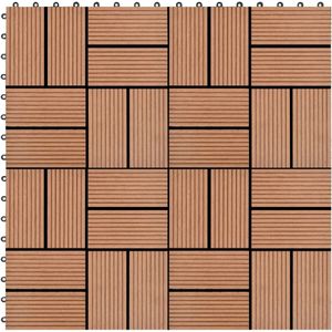 vidaXL 11 st Terrastegel 30x30 cm 1 m² HKC bruin