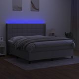 VidaXL Boxspring met Matras en LED Stof Lichtgrijs 180x200 cm