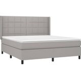 VidaXL Boxspring met Matras en LED Stof Lichtgrijs 180x200 cm