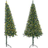 vidaXL Kunstkerstboom met verlichting hoek 150 cm PVC groen