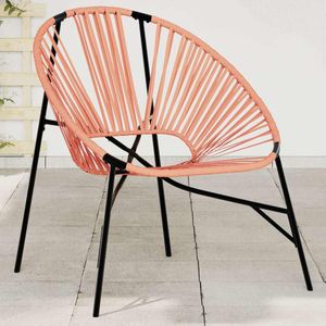 vidaXL Tuinstoel Egg poly rattan zwart en oranje