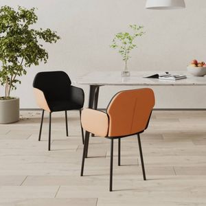 vidaXL-Eetkamerstoelen-2-st-stof-en-kunstleer-zwart