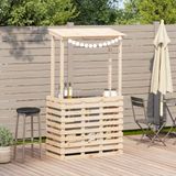 vidaXL Tuinbartafel met dak 112,5x57x195,5 cm massief hout