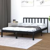 VidaXL Bedframe Massief Grenenhout Zwart 120x190 cm - 4FT Small Double