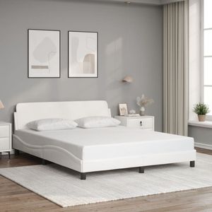 vidaXL Bedframe met hoofdbord kunstleer wit 160x200 cm