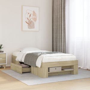 vidaXL Bedframe zonder matras hout sonoma eikenkleurig 100x200 cm