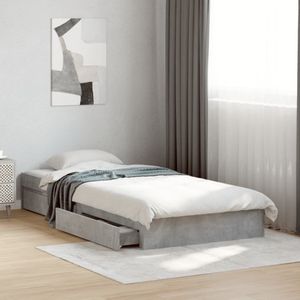 vidaXL - Bedframe - met - lades - bewerkt - hout - betongrijsx190 - cm