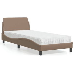 vidaXL Bed met matras kunstleer cappuccinokleurig 90x190 cm