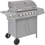 vidaXL Gasbarbecue 6+1 kookzone zilver