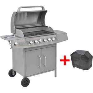 VidaXL Gasbarbecue 6+1 Kookzone Zilver - Krachtige BBQ met Ruime Kookmogelijkheden