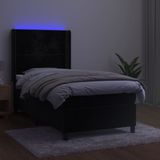 vidaXL Boxspring met matras en LED fluweel zwart 90x200 cm