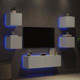 vidaXL 5-delige tv-wandmeubelset met LED-verlichting wit