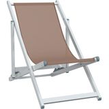 vidaXL Strandstoelen inklapbaar 2 st aluminium en textileen bruin