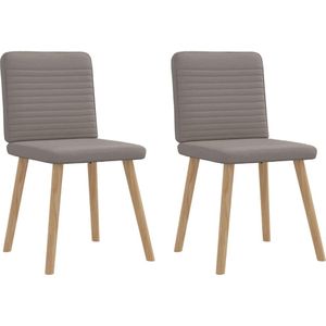 vidaXL Eetkamerstoelen draaibaar 2 st stof taupe