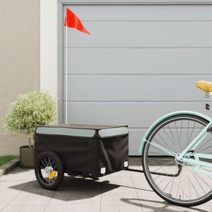 vidaXL Fietstrailer 30 kg ijzer zwart en grijs