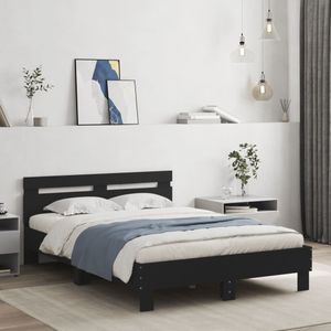 vidaXL Bedframe met hoofdbord bewerkt hout zwart 120x200 cm