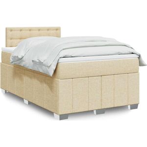 vidaXL Boxspring met matras stof crèmekleurig 120x200 cm