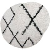 vidaXL-Vloerkleed-shaggy-hoogpolig-modern-Ø-80-cm-crèmekleur-en-zwart