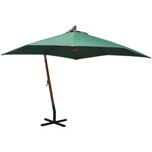 vidaXL Zweefparasol met houten paal 300x300 cm groen