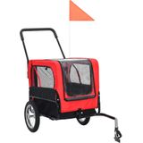 vidaXL Fietstrailer en kinderwagen 2-in-1 rood en zwart