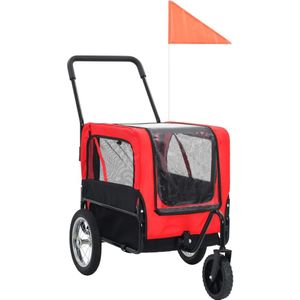 vidaXL Fietstrailer en kinderwagen 2-in-1 rood en zwart