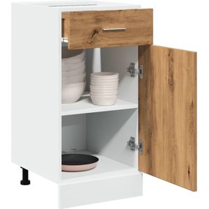 vidaXL - Onderkast - met - lade - 40x46x81,5 - cm - bewerkt - hout - artisanaal - eiken