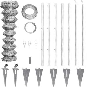 vidaXL - Gaashek - met - palen - 15x0,8 - m - gegalvaniseerd - staal