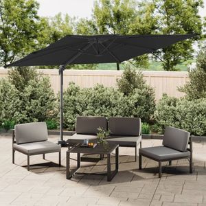 vidaXL Zweefparasol met dubbel dak 300x300 cm zwart