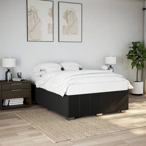 vidaXL Bedframe zonder matras stof zwart 140x190 cm