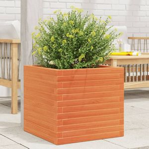 vidaXL Plantenbak 50x50x46 cm massief grenenhout wasbruin