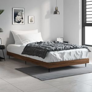 vidaXL Bedframe bewerkt hout bruin eikenkleur 90x190 cm
