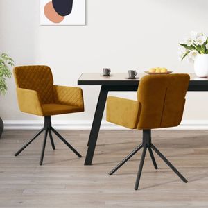 vidaXL Eetkamerstoelen draaibaar 2 st fluweel bruin