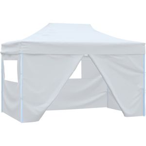 VidaXL Inklapbare Partytent 3x4,5m Wit met 4 Zijwanden