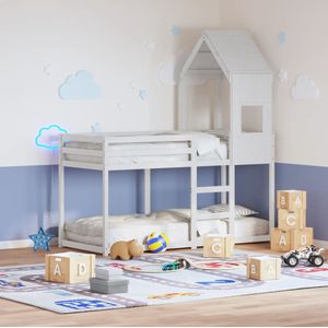 vidaXL Stapelbed met dak massief grenenhout wit 75x190 cm