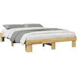 vidaXL - Bedframe - zonder - matrasx200 - cm - massief - hout - eiken