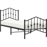 vidaXL Bedframe met hoofd- en voeteneinde metaal zwart 80x200 cm